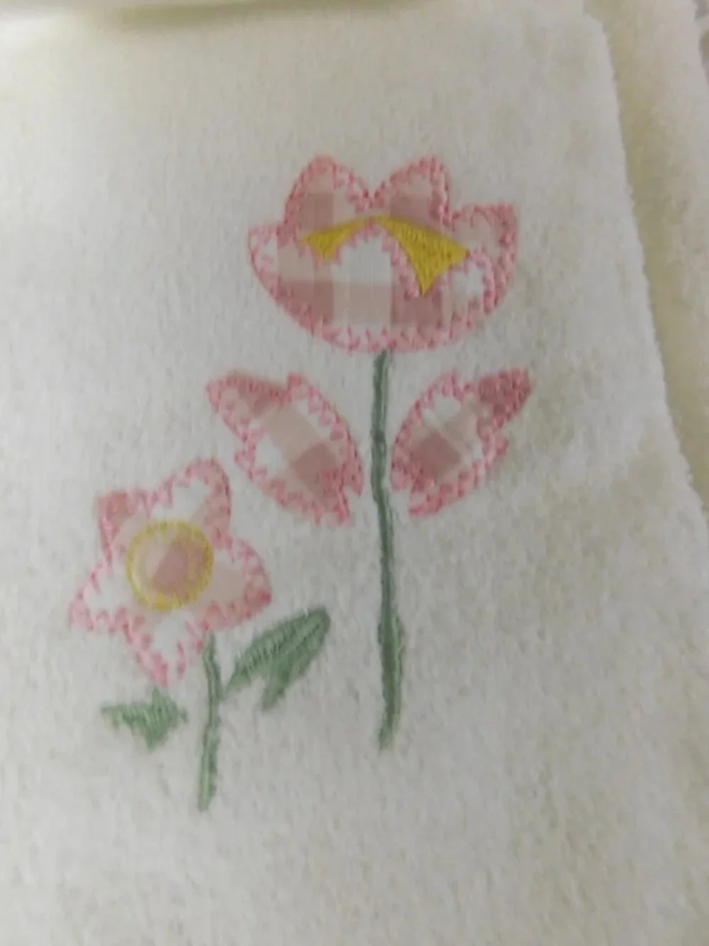 USA Made Cannon 100 % Cotton 3 pc Bath, Hand Towel Washcloth Set Gingham Floral